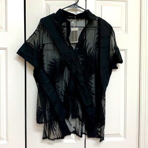 Hayato Sheer Leaf Blouse-Black by Marigold shadows